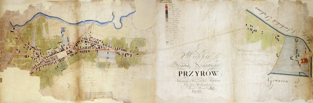 : Mapa miasta Przyrowa z 1826 roku.